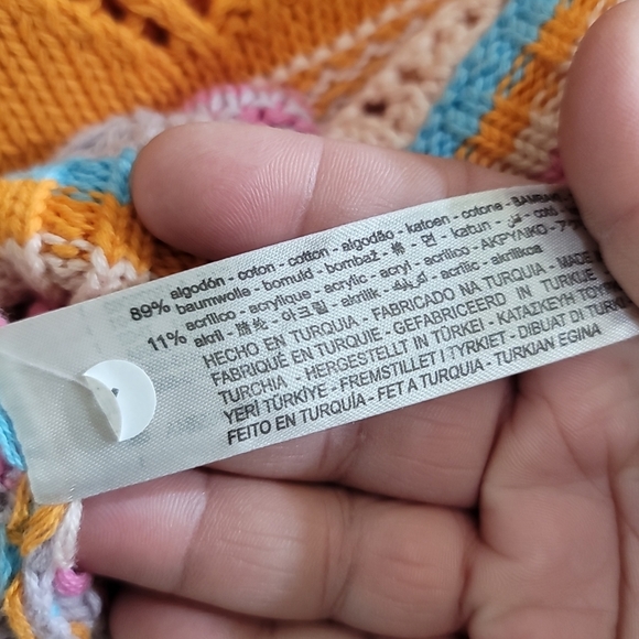 Zara Multicolor Pastel Stripe Crochet Open Knit Cropped Sleeveless Top Small - Picture 7 of 7